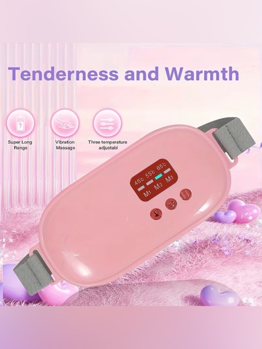 (1) - Portable Heating Pad Belt Rechargeable Warm Compress / Adjustable Settings